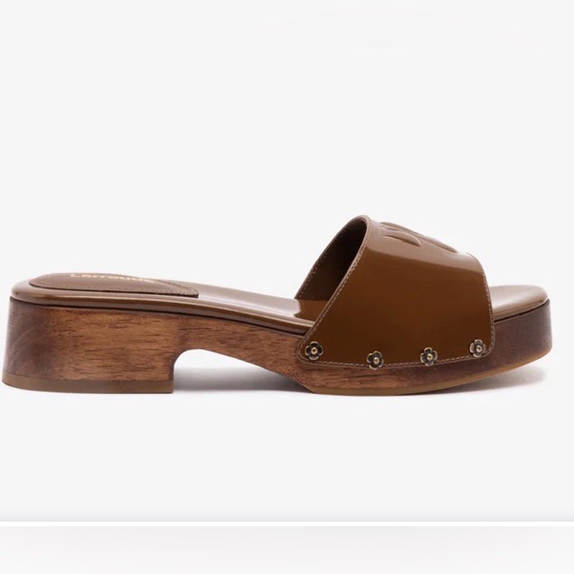 Larroude Zuzzi Burnt Umber Mule Patent Leather Sandals
